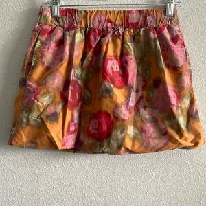 J. Crew Watercolor Floral Poof Mini Silk Blend Skirt Size 2